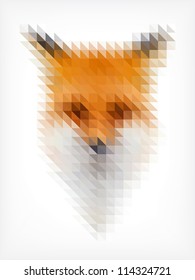 Fox portrait made of small triangles