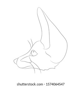 fox portrait vector illustration, line drawing, wild world, vector, white background