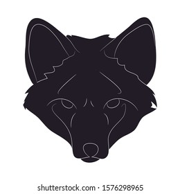 fox portrait vector illustration, silhouette drawing, wild world, vector, white background