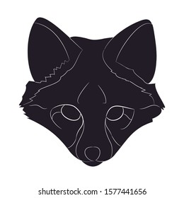 fox portrait vector illustration, silhouette drawing, wild world, vector, white background