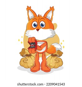 the fox propose with ring. cartoon mascot vector