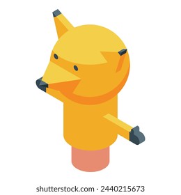 Fox puppet doll icon isometric vector. Show play. Animal curtain