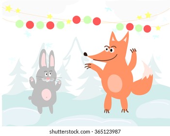 Fox and rabbit