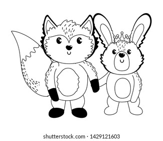 Fox and rabbit cartoon design