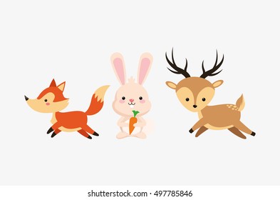 fox rabbit deer icons image 