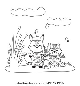 Fox rabbit and raccoon cartoon design