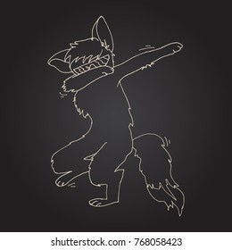 Fox rap gangster doing dab  Hand drawn vector illustration