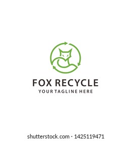 fox recycle line art logo illustration vector graphic download 