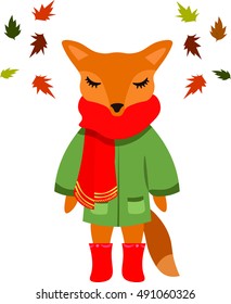 Fox in a red scarf a vector illustration