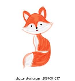 The fox is red.painted with a watercolor brush.isolated on a white background. for festive decor,print. vector illustration.10 eps