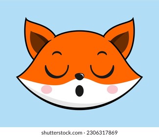 Fox Relieve Face Head Kawaii Sticker