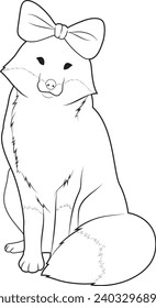 Fox Ribbon Animal Vector Graphic Art Illustration