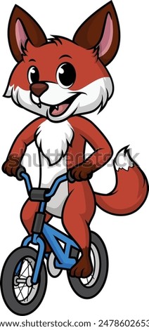 Fox riding bike vector illustration