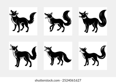 Iconos de Ilustración vectorial de silueta de Fox roars