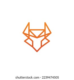 Fox Robotic Logo Design. Outline Fox Illustration. Fox Line Icon