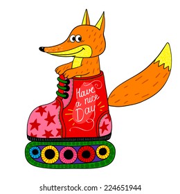 Fox Roller Skate Texture Background. Vector Illustration.