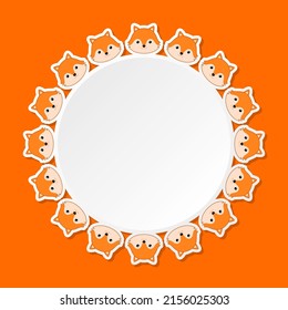 Fox with round frame for banner, poster, and greeting card