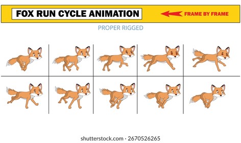Fox Run Cycle Animation Frame by Frame