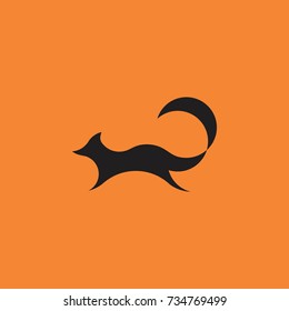 Fox run facing left side, fox logo made with circle grid.