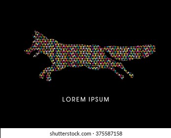 Fox Running designed colorful mosaic pattern graphic vector.