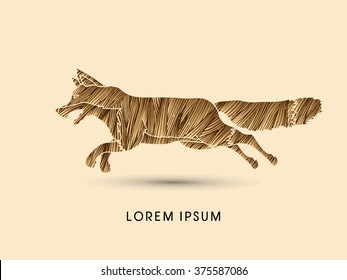 Fox Running designed using golden grunge brush graphic vector.