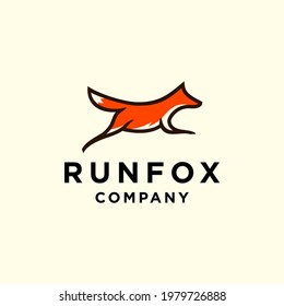 fox running or jumping logo icon vector design Illustration abstract line design