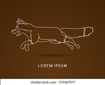 Fox Running outline graphic vector.
