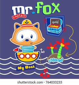 fox the sailorman cute cartoon,vector illustration
