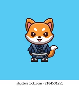 Fox Samurai Cute Creative Kawaii Cartoon Mascot Logo