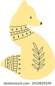 Fox With Scandinavian Pattern Vector Illustration