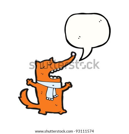 fox with scarf with speech bubble cartoon