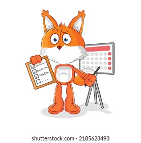 the fox schedule list vector. cartoon character