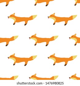 fox seamless doodle pattern, vector illustration