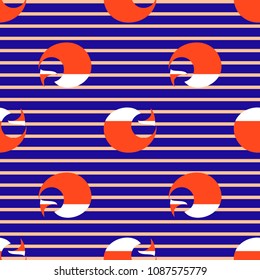 Fox seamless pattern. Bright wallpaper background. Hand drawn vector illustration. Summer textile texture, packaging, fox tail.