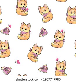 fox seamless pattern. city Style. for children. for girl