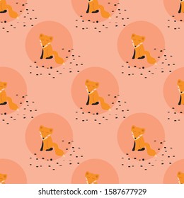 Fox seamless pattern design. animal colorful cute illustration. Can use for print, template, fabric, presentation, textile, banner, poster