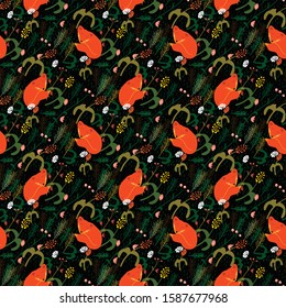 Fox seamless pattern design. animal colorful cute illustration. Can use for print, template, fabric, presentation, textile, banner, poster
