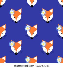 Fox seamless pattern, muzzle, textile,  