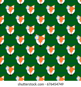 Fox seamless pattern, muzzle, textile, modern 