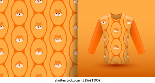 Fox seamless pattern with shirt