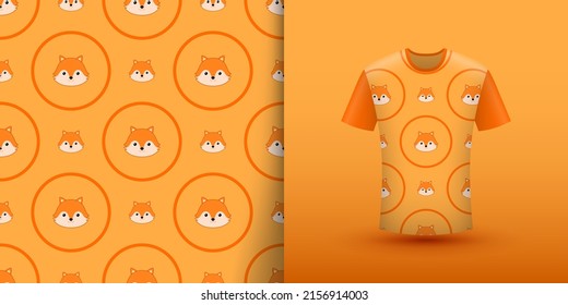 Fox seamless pattern with shirt