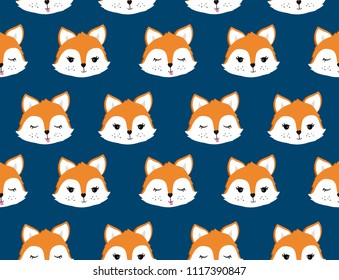 Fox seamless pattern. Vector illustration