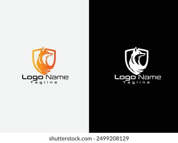 Diseño del logotipo de seguridad de Fox. Diseño del logotipo del escudo del lobo. Vector de cabeza de animal de zorro. Diseño moderno del logotipo de Fox para la excelencia de la marca