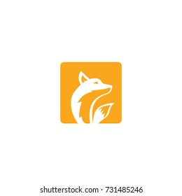 fox with shape f letter logo template
