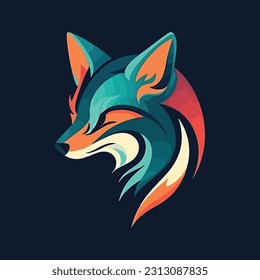 Fox shape mascot logo for fashion product company. modern flat color