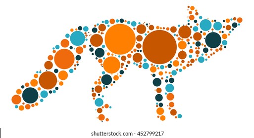 fox shape vector design by color point