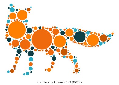 fox shape vector design by color point