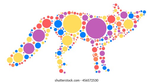 fox shape vector design by color point