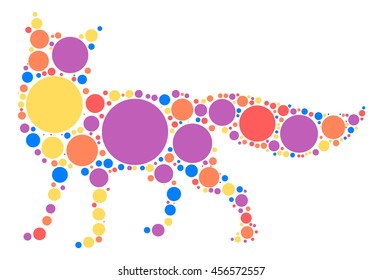 fox shape vector design by color point