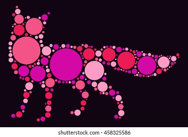 fox shape vector design by color point